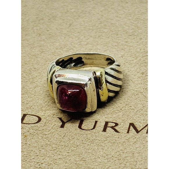David Yurman Sterling Silver 925 14k 585  Gold & Pink Tourmaline Ring - Picture 6 of 8